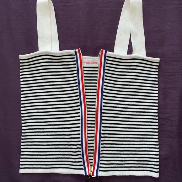 Chiwawameme Striped Zip Up Tank Top - Picture 6 of 7